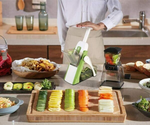 Elite Choice 4-in-1 Adjustable Multi-Function Vegetable Cutter & Chopper – Drum Grater & Kitchen Shredder