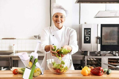 Elite Choice 4-in-1 Adjustable Multi-Function Vegetable Cutter & Chopper – Drum Grater & Kitchen Shredder