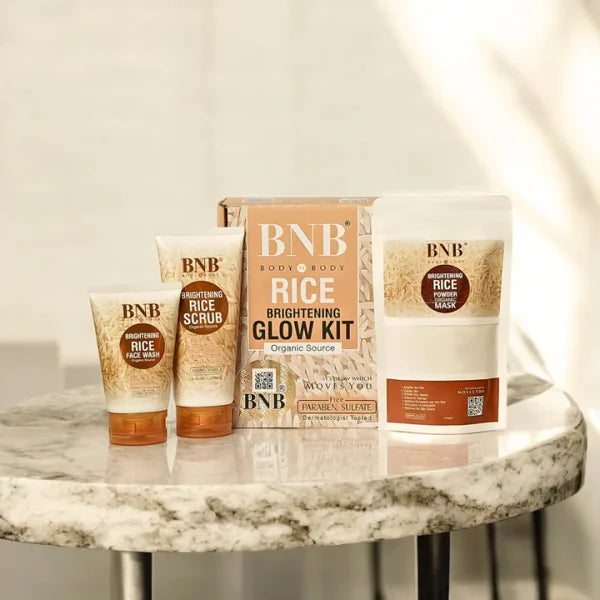 BnB Rice Brightening Glow Kit – 5-in-1 Whitening Facial Set for Radiant Skin
