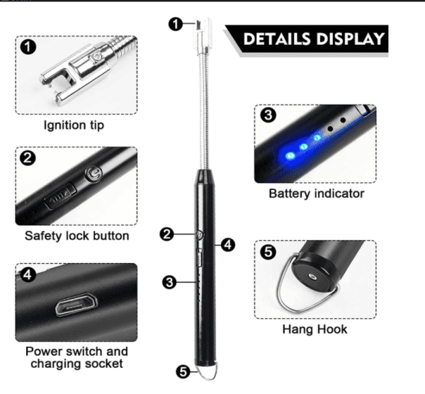 Elite Choice USB Rechargeable Arc Lighter – Flameless, Windproof & 360° Rotatable with LED Display