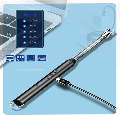 Elite Choice USB Rechargeable Arc Lighter – Flameless, Windproof & 360° Rotatable with LED Display