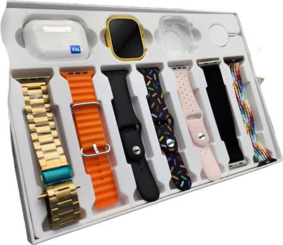 I20 Ultra Max Suit Smart Watch – 2.3" Large Screen, 7 Straps, 10-in-1 Box, Smartwatch with AirPods 2