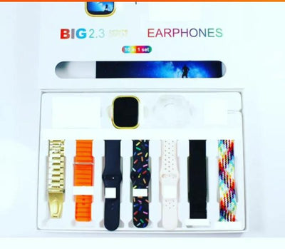I20 Ultra Max Suit Smart Watch – 2.3" Large Screen, 7 Straps, 10-in-1 Box, Smartwatch with AirPods 2