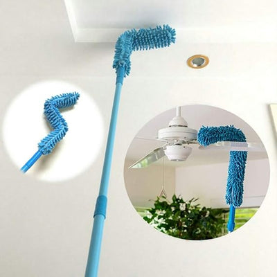 Microfiber Fan Duster with Telescopic Stainless Steel Handle – Flexible & Washable