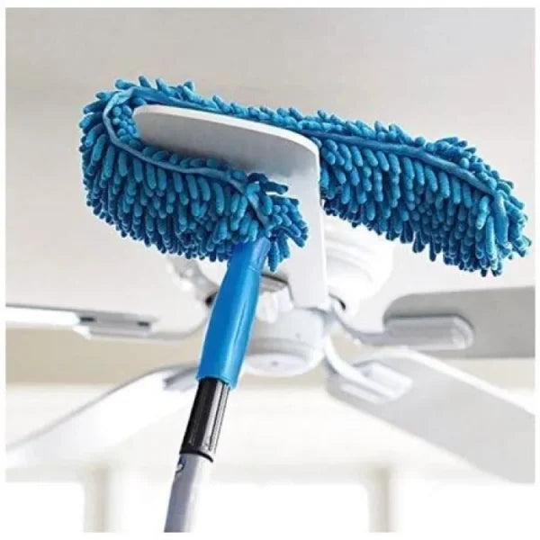 Microfiber Fan Duster with Telescopic Stainless Steel Handle – Flexible & Washable