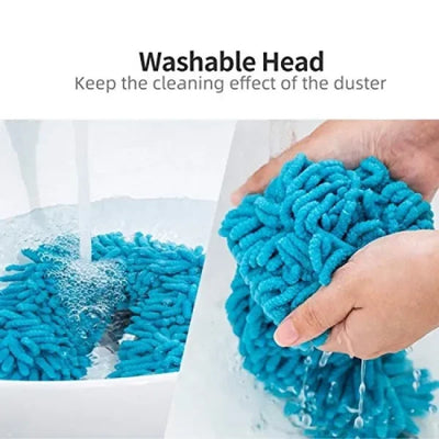 Microfiber Fan Duster with Telescopic Stainless Steel Handle – Flexible & Washable