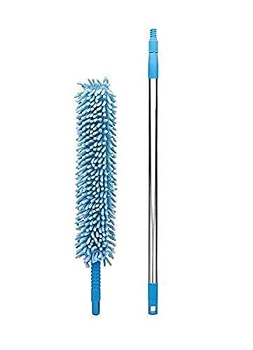 Microfiber Fan Duster with Telescopic Stainless Steel Handle – Flexible & Washable