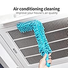 Microfiber Fan Duster with Telescopic Stainless Steel Handle – Flexible & Washable