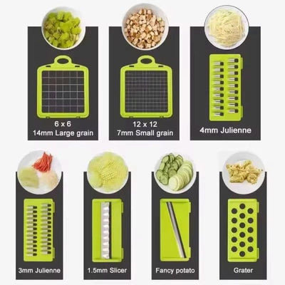 Elite Choice Multifunctional Vegetable Slicer & Chopper with Basket – All-in-One Cutter, Grater & Shredder
