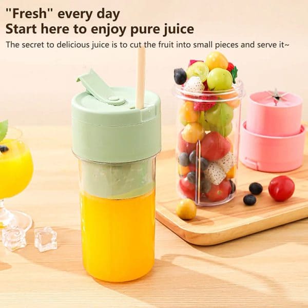 Elite Choice Portable Mini Juicer Blender with Straw Cup – USB Rechargeable (500ml)