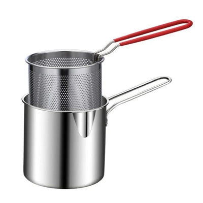 Stainless Steel Deep Fryer Pot with Strainer | 12ml Basket Frying Pot for Home Kitchen
